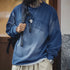 Vintage Gradient Letter Patch Hoodie – Washed Loose Fit Round Neck Casual Top